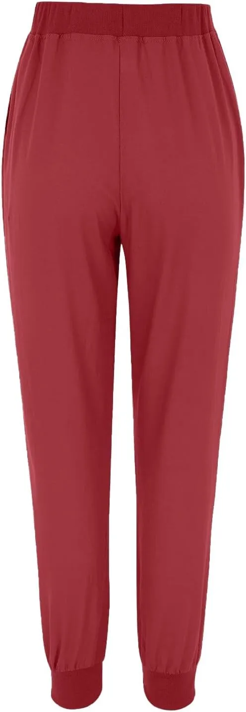 Women's Cotton Linen Summer Fashion Pant Trousers Elastic Waist Stretchy Slim-Fit Palazzo Lounge Pants