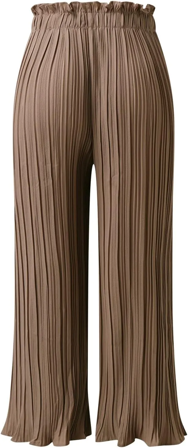 Women's Cotton Linen Summer Striped Palazzo Lounge Pants High Waist Lounge Pants Plus Size Palazzo Lounge