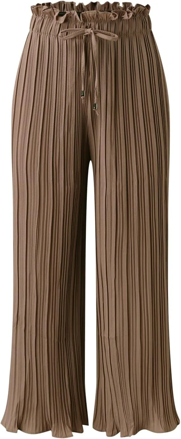 Women's Cotton Linen Summer Striped Palazzo Lounge Pants High Waist Lounge Pants Plus Size Palazzo Lounge