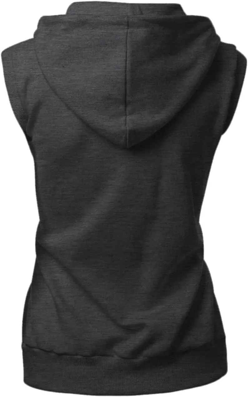 Womens Cotton Zip Up Hoodie Vest
