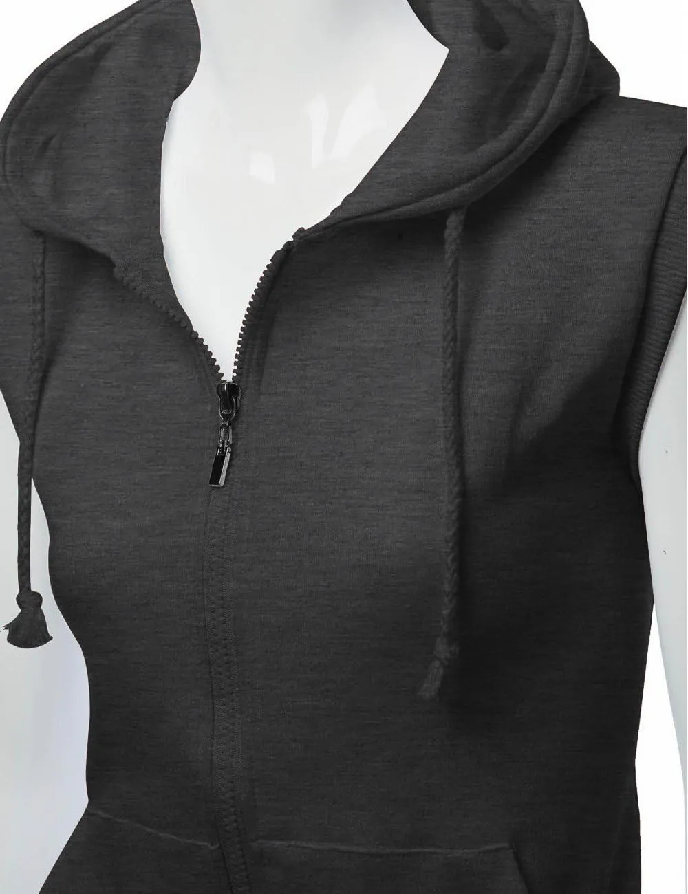 Womens Cotton Zip Up Hoodie Vest