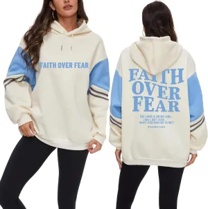 Women's Faith Over Fear Graphic Hoodie Christian Jesus Inspirational Sweatshirt Religious Sayings Pullover Tops