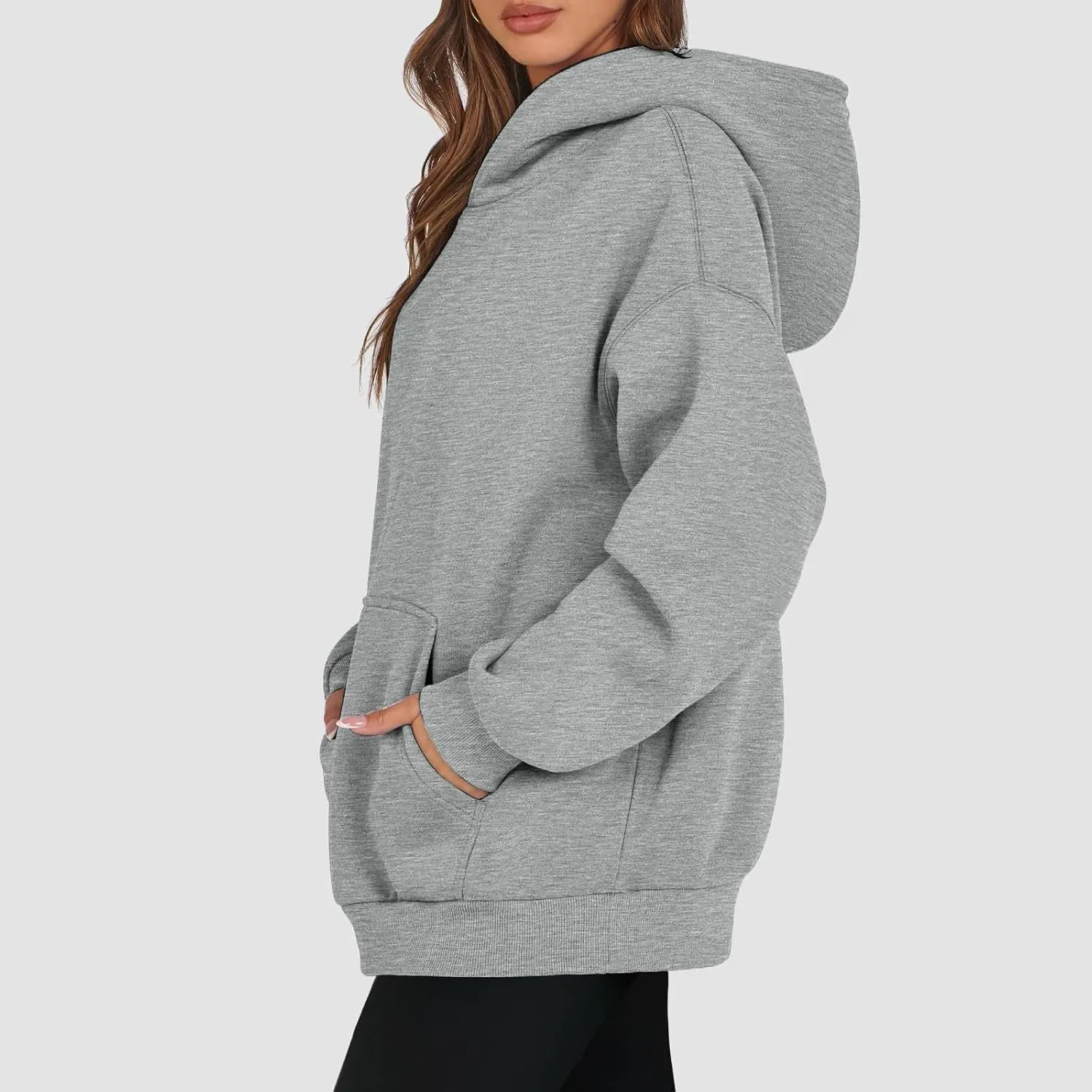 Womens Fleece Oversized Hoodie Baggy Cotton Soft Pullover Sweatshirts Drop Shoulder Fall Winter Hooded Coats w/Pocket