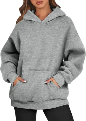 Womens Fleece Oversized Hoodie Baggy Cotton Soft Pullover Sweatshirts Drop Shoulder Fall Winter Hooded Coats w/Pocket