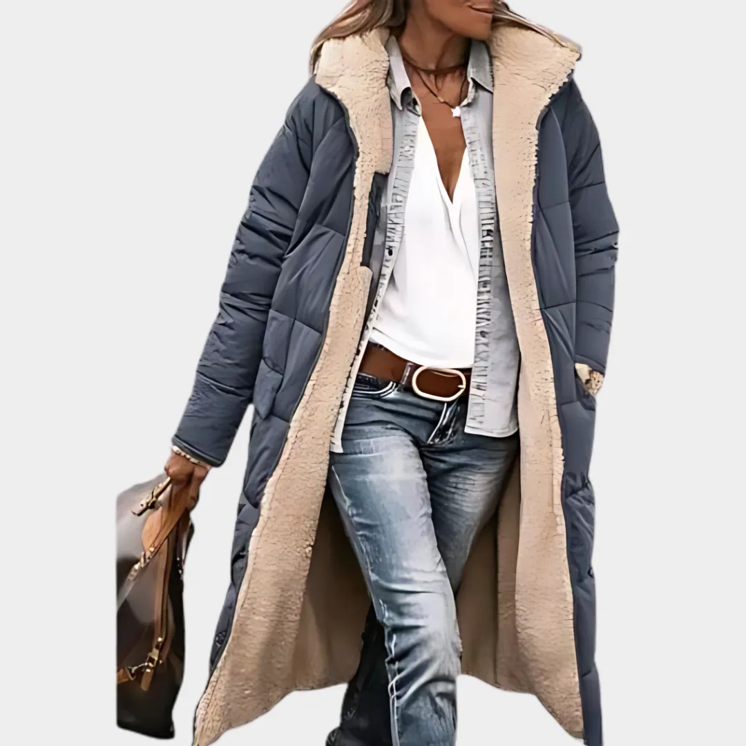 Womens Hooded Puffer Jacket  Reversible Sherpa Fleece  Warm & Lightweight  Multiple Colours