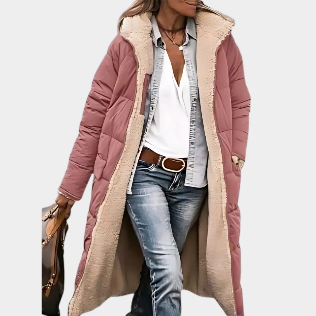 Womens Hooded Puffer Jacket  Reversible Sherpa Fleece  Warm & Lightweight  Multiple Colours
