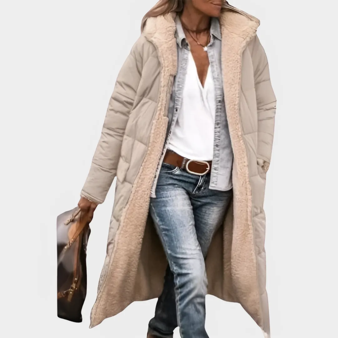 Womens Hooded Puffer Jacket  Reversible Sherpa Fleece  Warm & Lightweight  Multiple Colours