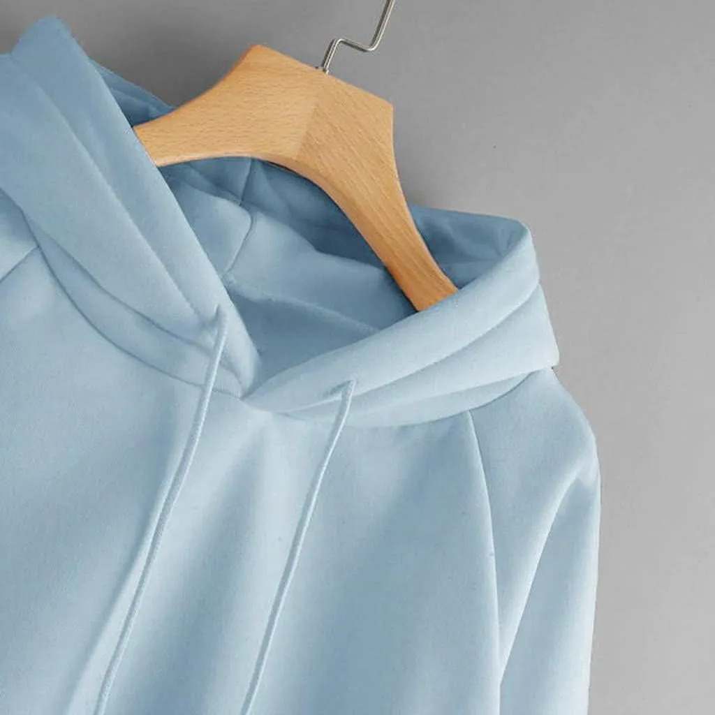 Women's Hoodies Casual Long Sleeve Pullover Tops Pocket Solid Oversized Fall Winter Lightweight Hooded Sweatshirts