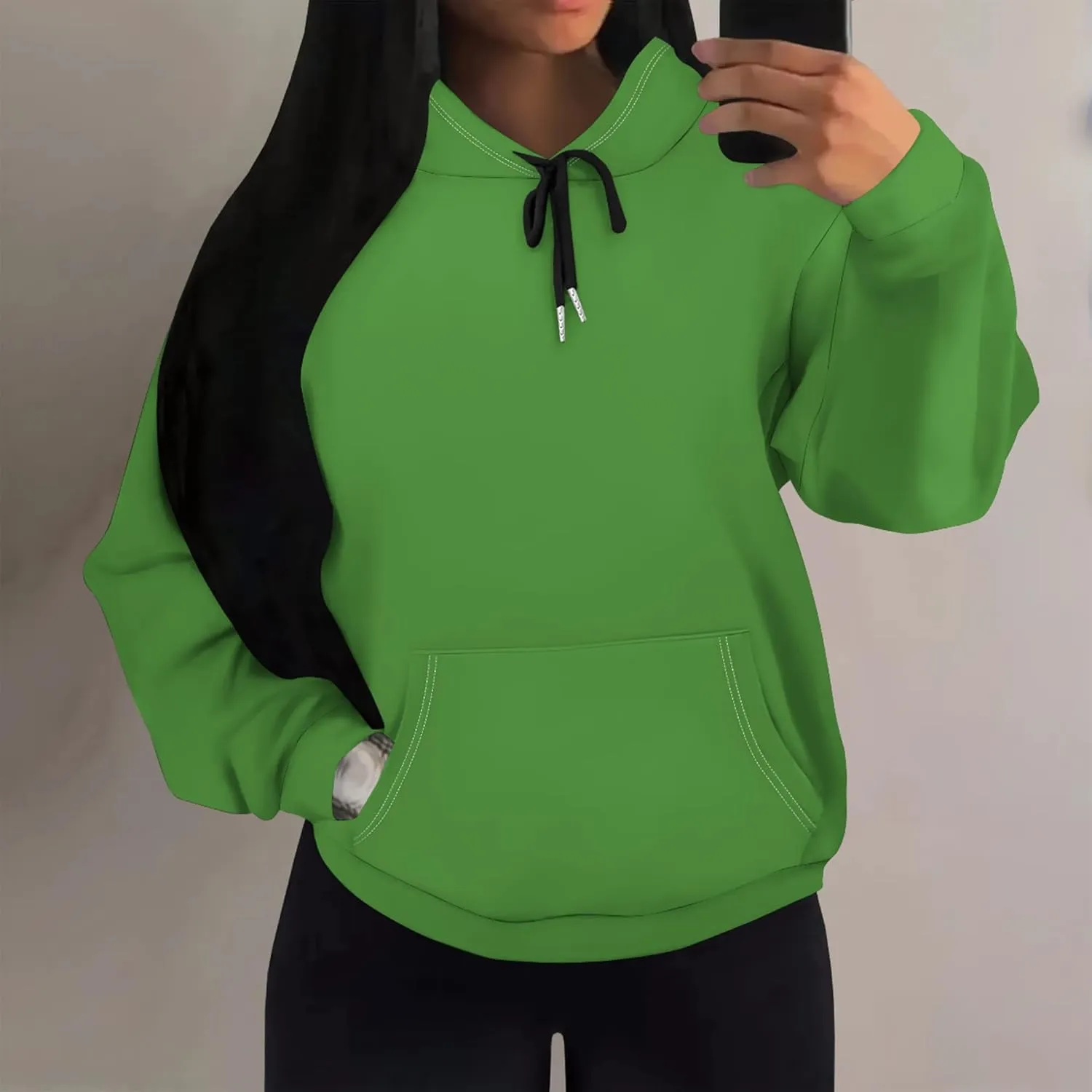 Womens Hoodies Long Sleeve Winter Sweatshirts with Pockets Loose Pullover Teen Girls Tops Outfits Fashion Y2k Clothes