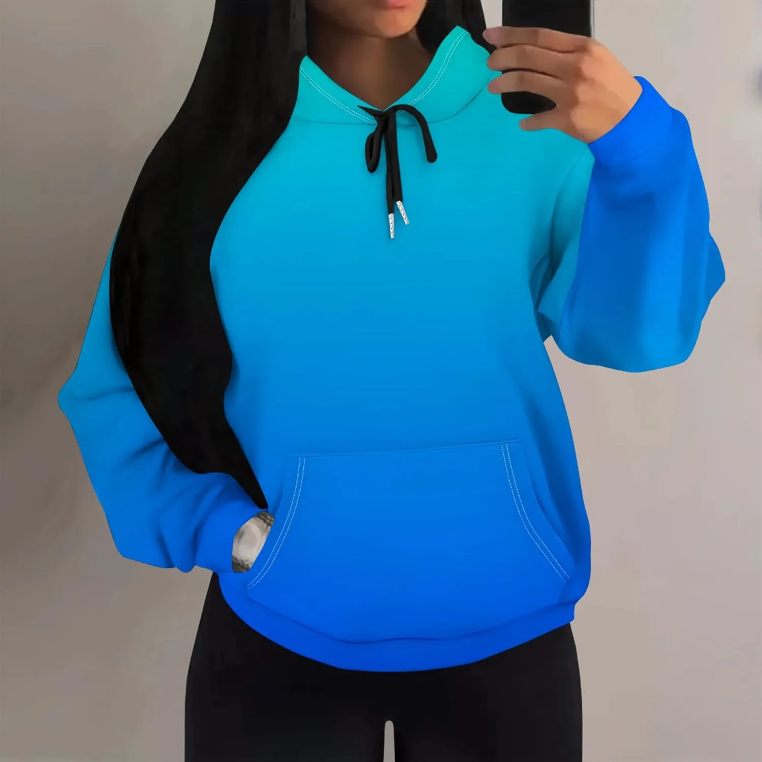 Womens Hoodies Long Sleeve Winter Sweatshirts with Pockets Loose Pullover Teen Girls Tops Outfits Fashion Y2k Clothes