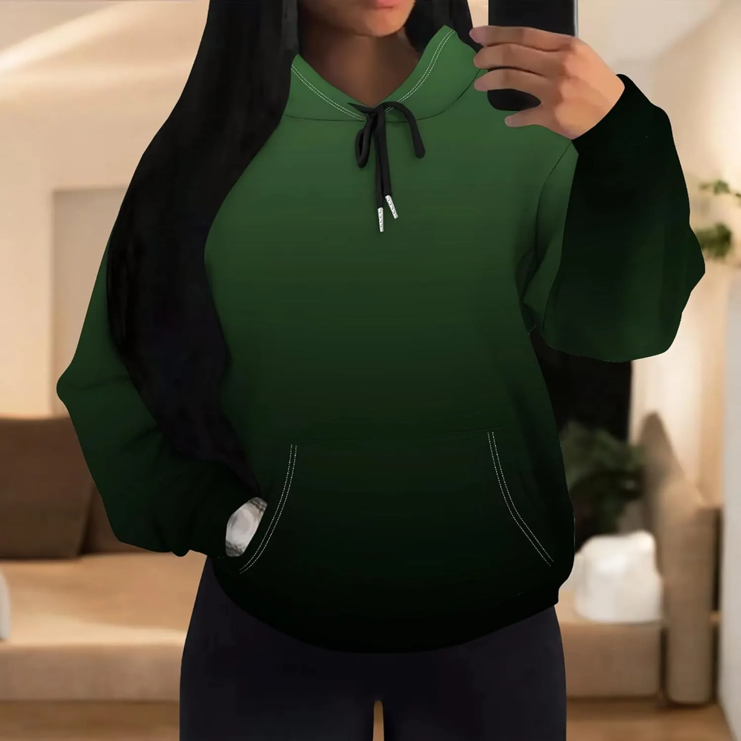 Womens Hoodies Long Sleeve Winter Sweatshirts with Pockets Loose Pullover Teen Girls Tops Outfits Fashion Y2k Clothes