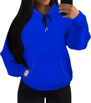 Womens Hoodies Long Sleeve Winter Sweatshirts with Pockets Loose Pullover Teen Girls Tops Outfits Fashion Y2k Clothes