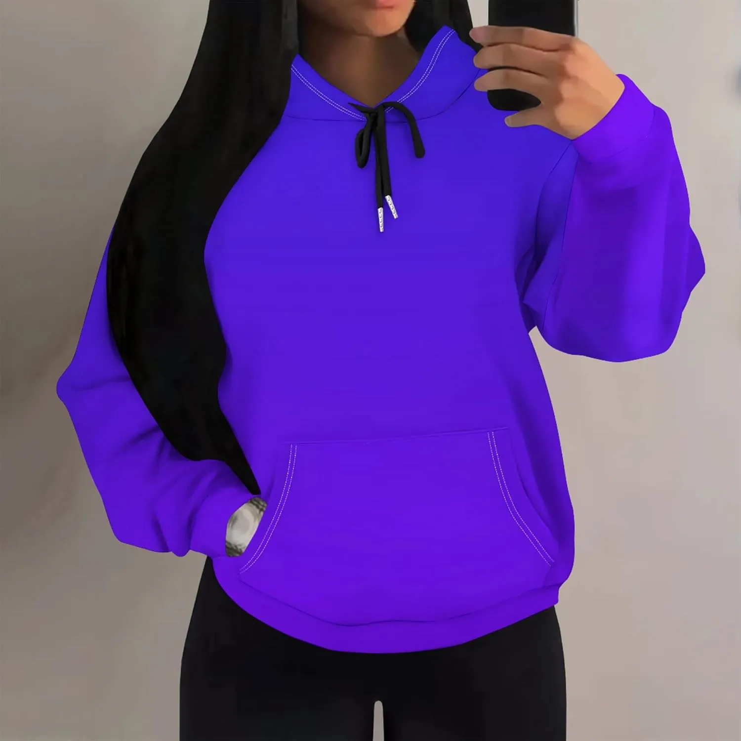 Womens Hoodies Long Sleeve Winter Sweatshirts with Pockets Loose Pullover Teen Girls Tops Outfits Fashion Y2k Clothes