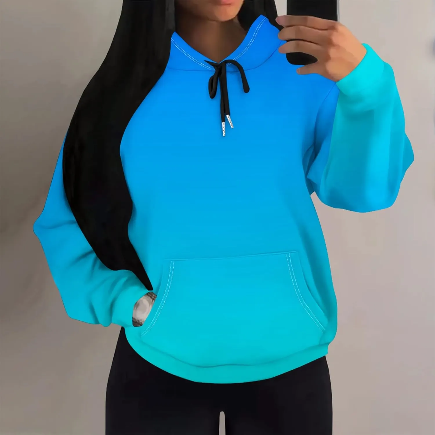 Womens Hoodies Long Sleeve Winter Sweatshirts with Pockets Loose Pullover Teen Girls Tops Outfits Fashion Y2k Clothes