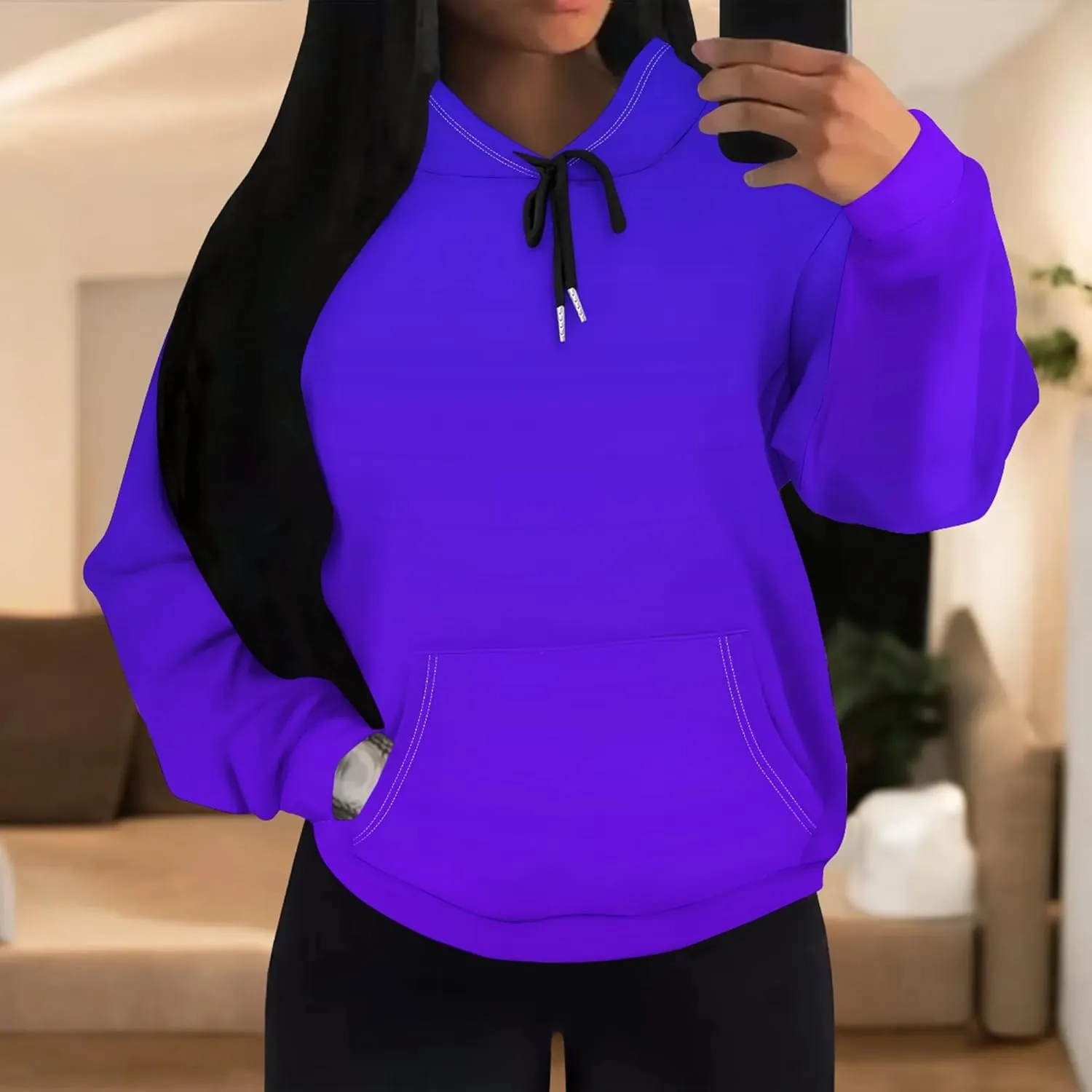 Womens Hoodies Long Sleeve Winter Sweatshirts with Pockets Loose Pullover Teen Girls Tops Outfits Fashion Y2k Clothes