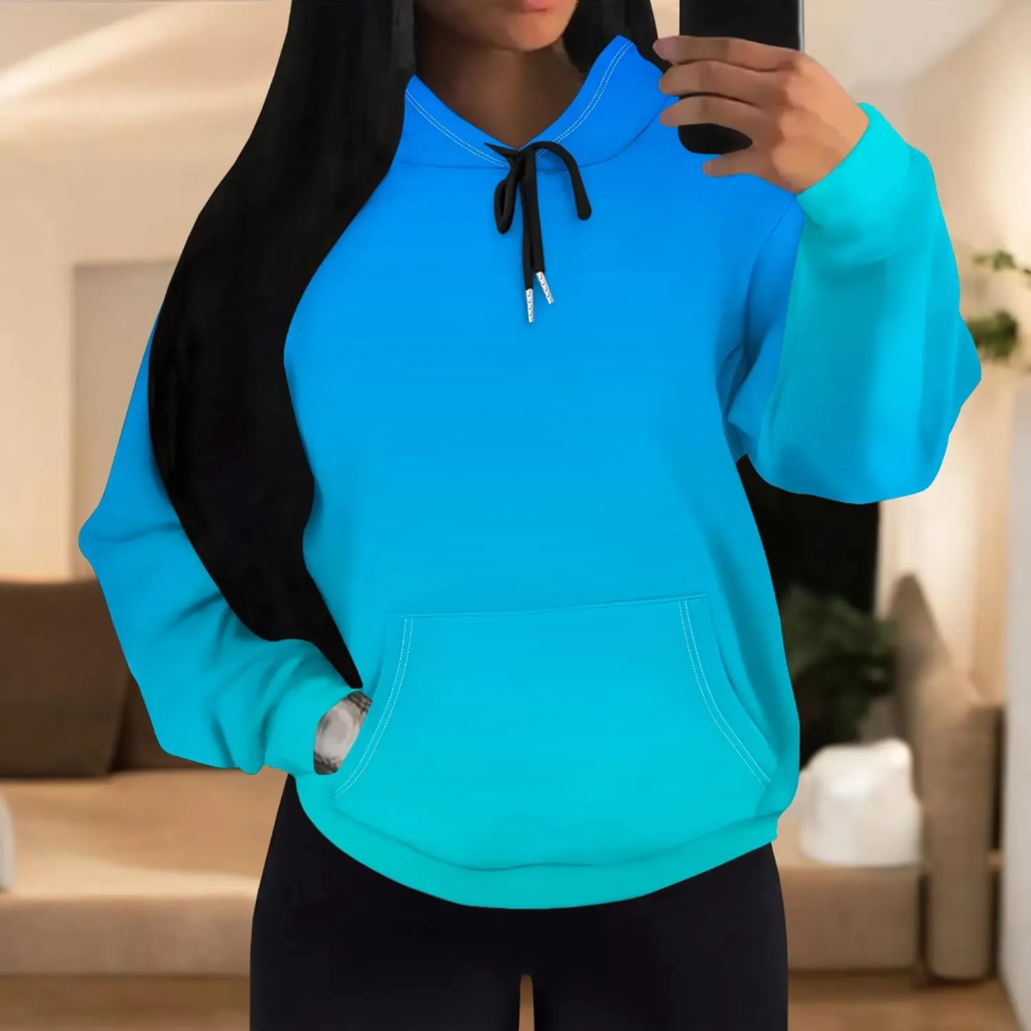 Womens Hoodies Long Sleeve Winter Sweatshirts with Pockets Loose Pullover Teen Girls Tops Outfits Fashion Y2k Clothes