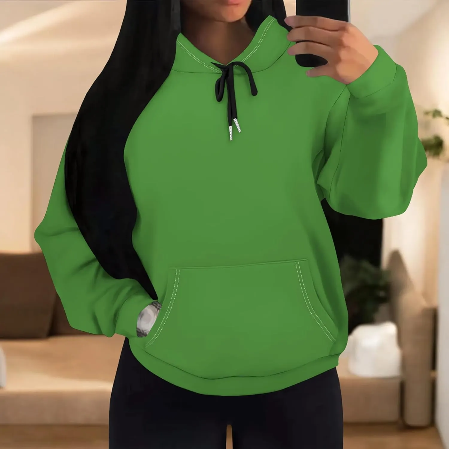 Womens Hoodies Long Sleeve Winter Sweatshirts with Pockets Loose Pullover Teen Girls Tops Outfits Fashion Y2k Clothes