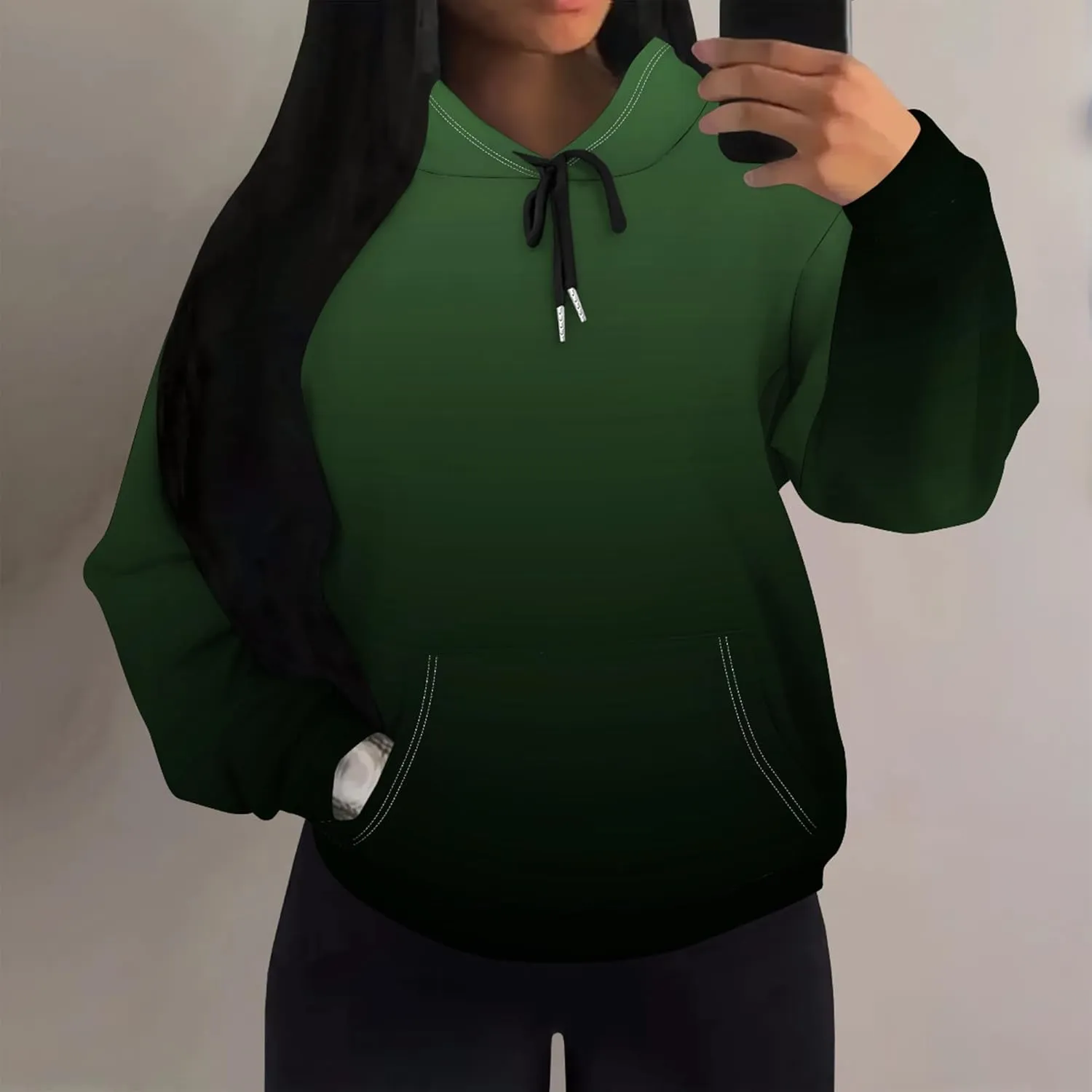Womens Hoodies Long Sleeve Winter Sweatshirts with Pockets Loose Pullover Teen Girls Tops Outfits Fashion Y2k Clothes