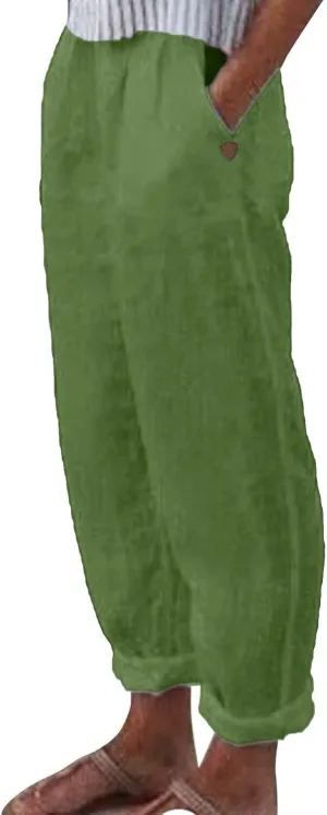 Women's Linen Blend Summer Boho Palazzo Pants Low Waist Lounge Pants Slim Fit Palazzo Lounge Pants Vacation