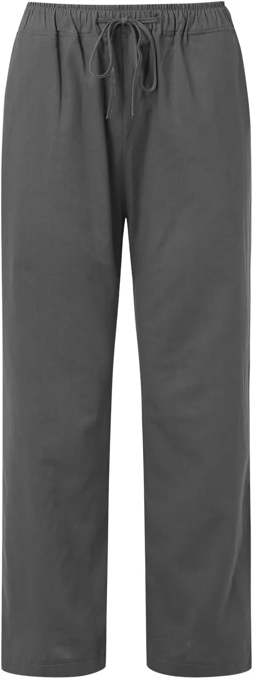 Womens Linen Blend Summer Fashion Pants High Waist Long Lounge Slim Fit Pants Beach