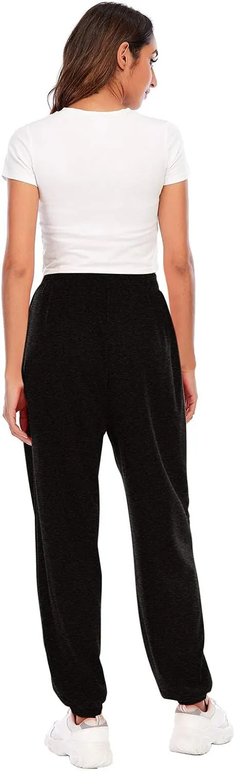 Womens Linen Blend Summer Print Palazzo Pants High Waist Wide Leg Loose Fit Pants Work Business