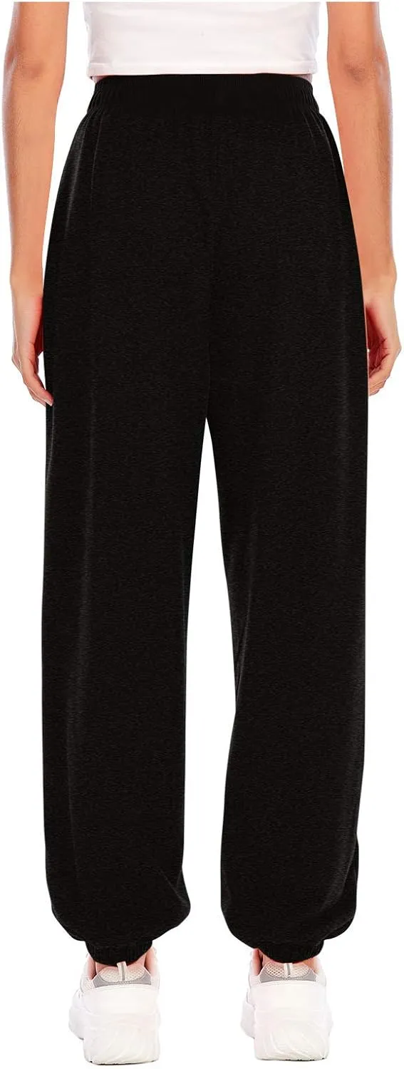 Womens Linen Blend Summer Print Palazzo Pants High Waist Wide Leg Loose Fit Pants Work Business