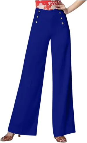 Womens Linen Blend Summer Tie Knot Pant Trousers High Waist Wide Leg Slim-Fit Trousers Beach