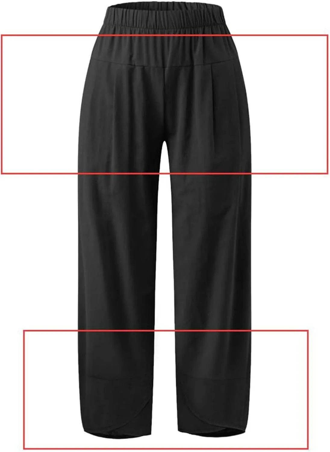 Womens Linen Summer Cropped Palazzo Pants Elastic Waist Lounge Pants Plus Size Pant Trousers Business Work