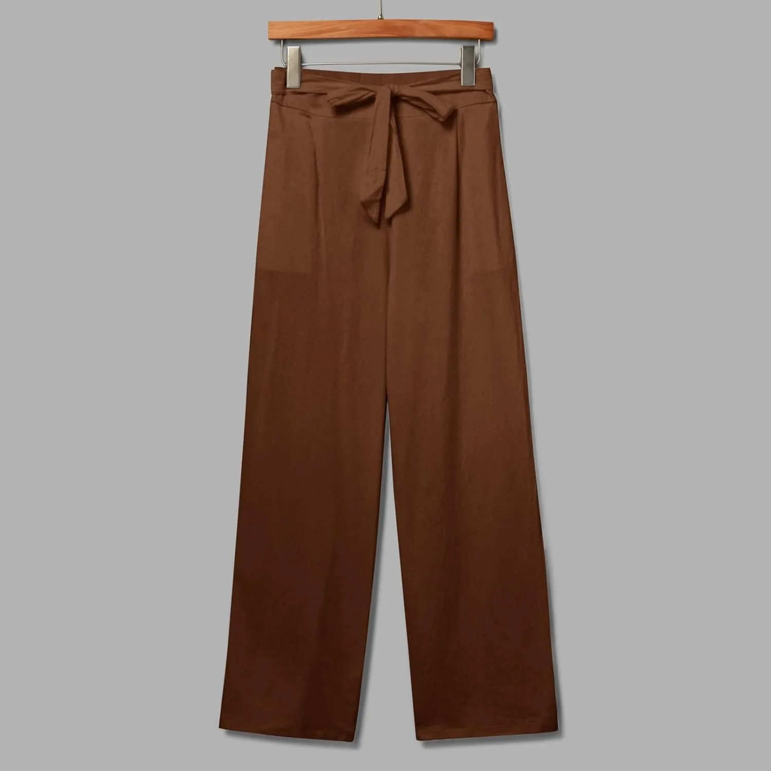 Womens Linen Summer Drawstring Pant Trousers Elastic Waisted Wide Leg Loose Fit Pants Beach