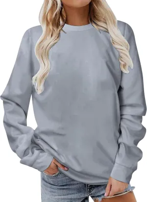 Womens Long Sleeve Crewneck Sweatshirt Fall Fashion 2024 Dressy Casual Loose Comfy Pullover Tops Regular Fit