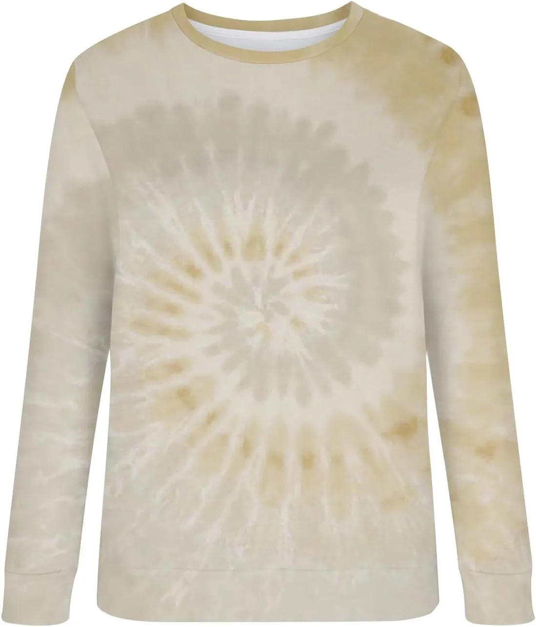 Womens Long Sleeve Crewneck Sweatshirt Trendy 2024 Tie Dye Print Regular Fit Pullover Tops Fall Fashion Sweatshirts