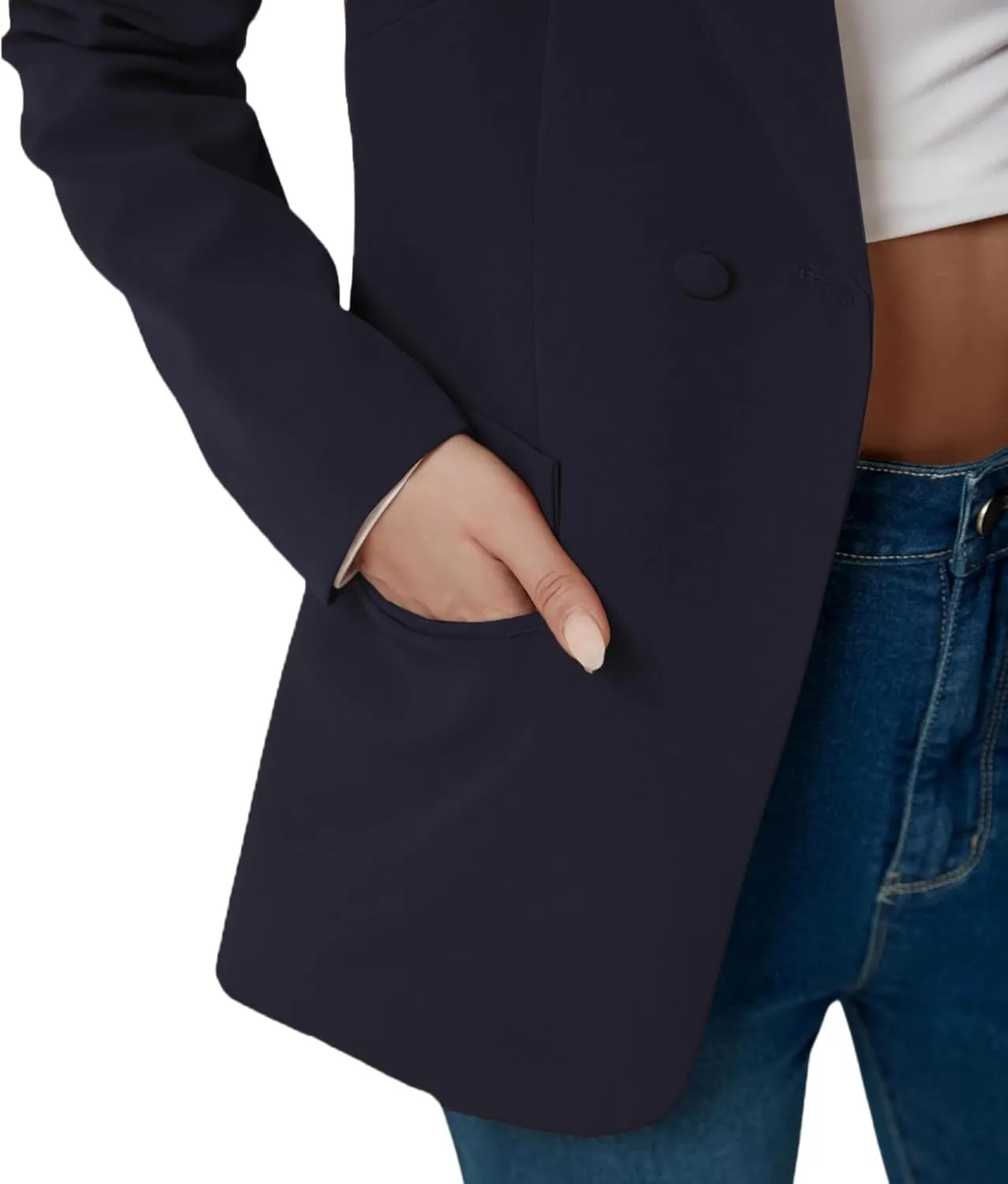 Women's Long Slleve Notch Lapel Work Suit Blazers Open Front Causal Jacket Outwear with Pockets
