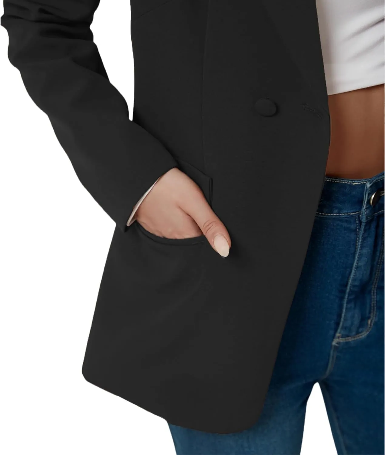 Women's Long Slleve Notch Lapel Work Suit Blazers Open Front Causal Jacket Outwear with Pockets