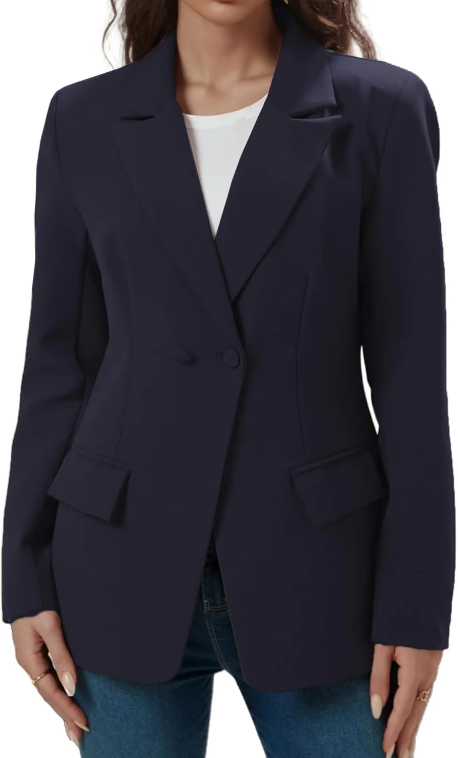 Women's Long Slleve Notch Lapel Work Suit Blazers Open Front Causal Jacket Outwear with Pockets