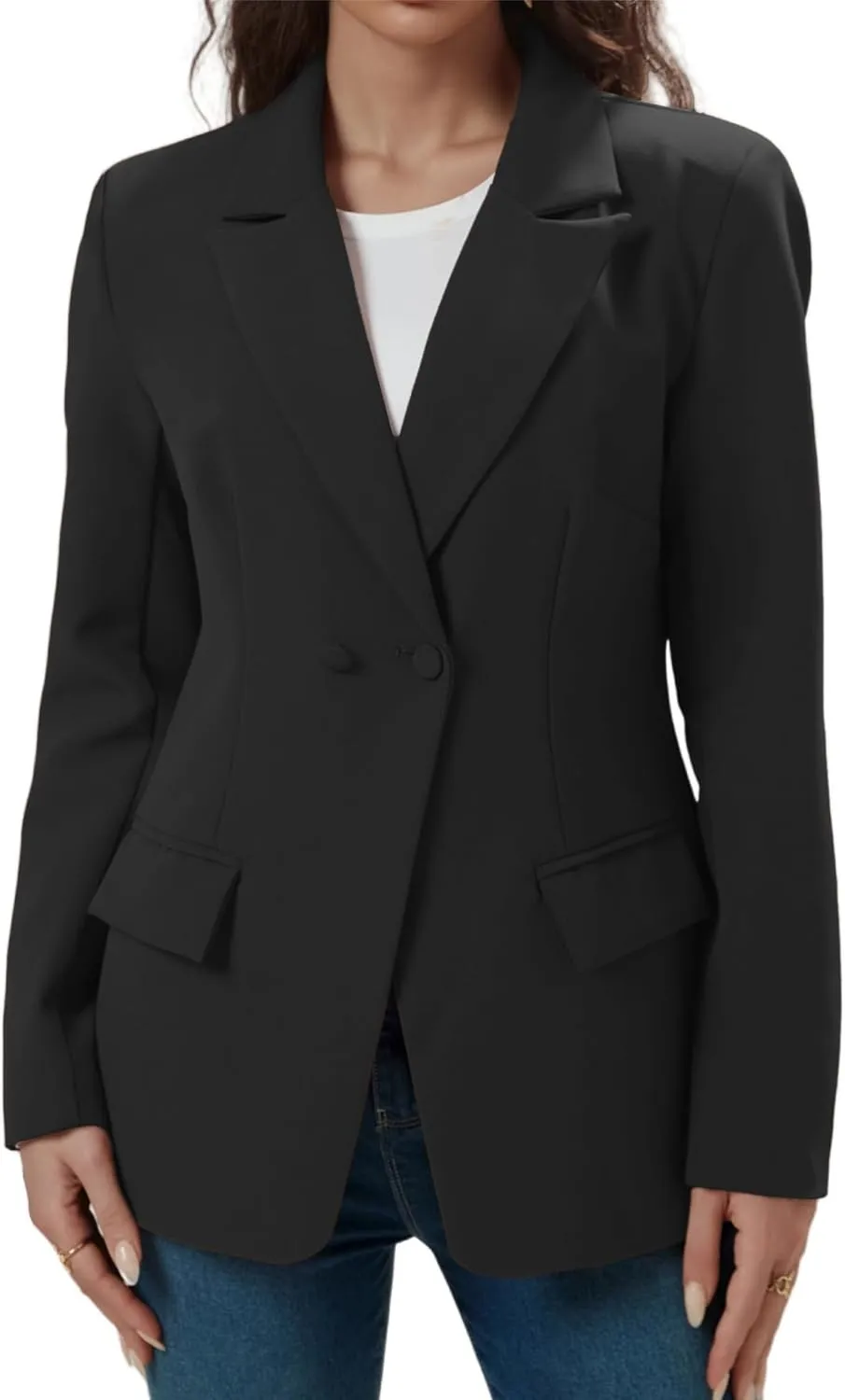 Women's Long Slleve Notch Lapel Work Suit Blazers Open Front Causal Jacket Outwear with Pockets