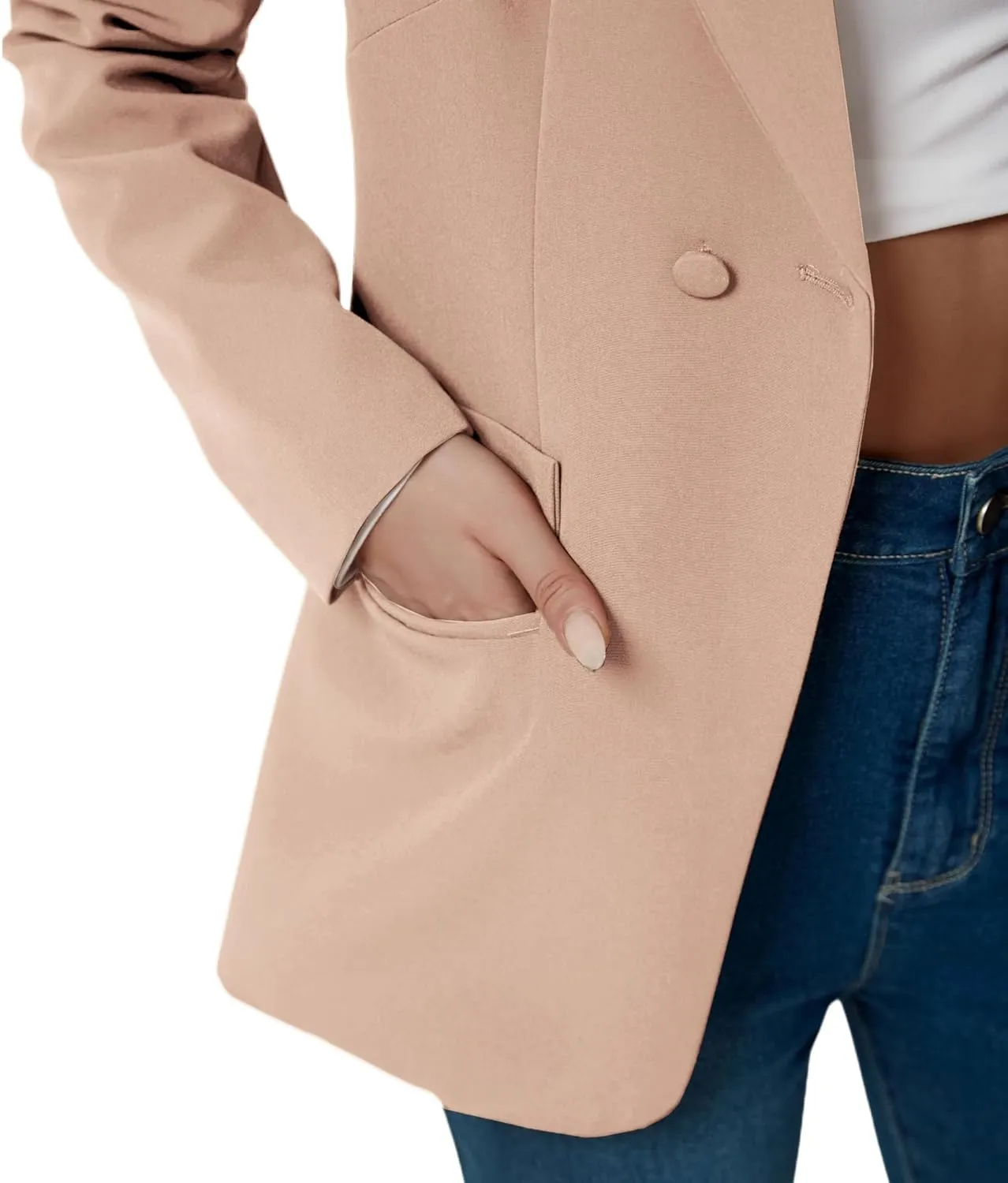 Women's Long Slleve Notch Lapel Work Suit Blazers Open Front Causal Jacket Outwear with Pockets