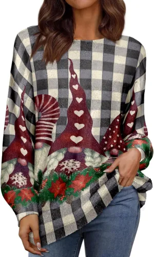 Womens Oversized Sweaters Fall 2024 Crewneck Knit Graphic Printed Pullover Sweater Tops Trendy Outfits