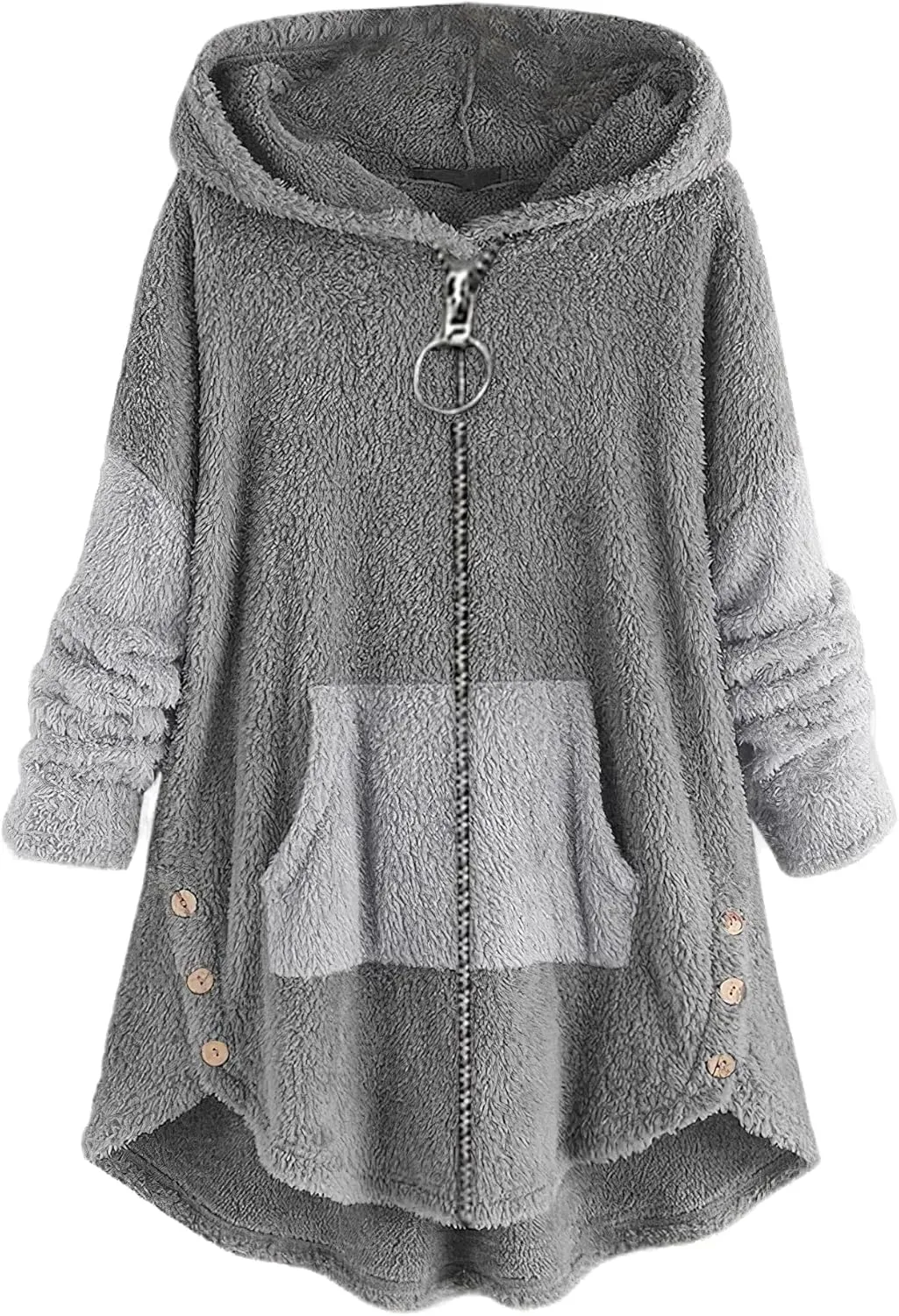 Women's Oversized Zip Up Sherpa Hoodie Fuzzy Fleece Jacket Cat Kitty Print Lightweight Faux Shearling A Line Teddy Coat