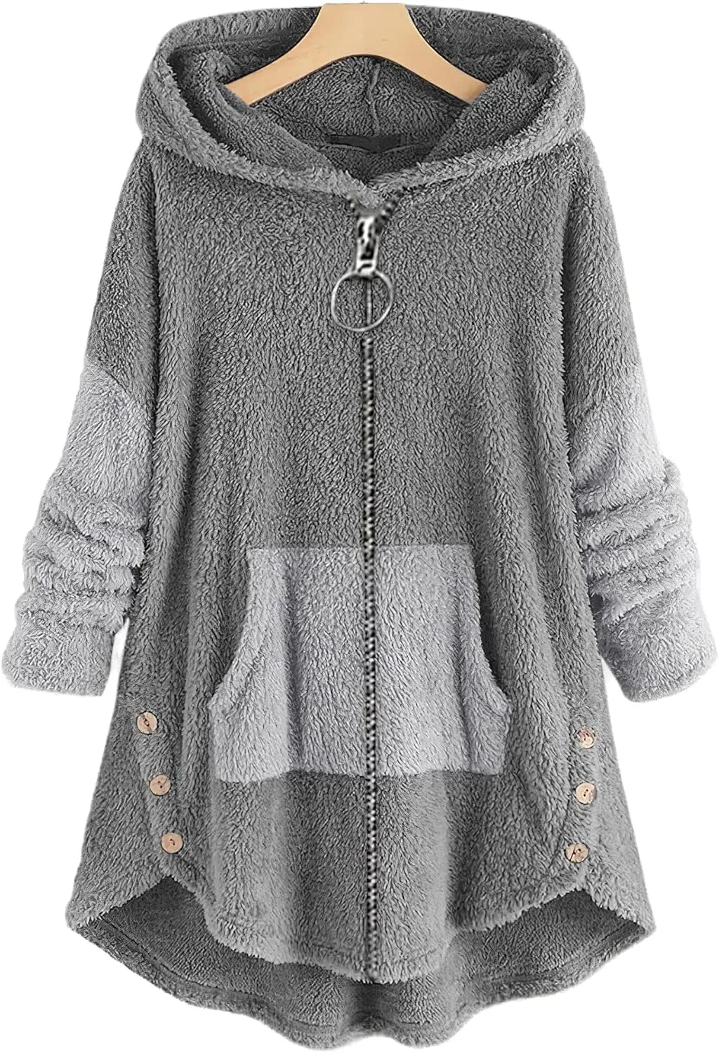 Women's Oversized Zip Up Sherpa Hoodie Fuzzy Fleece Jacket Cat Kitty Print Lightweight Faux Shearling A Line Teddy Coat