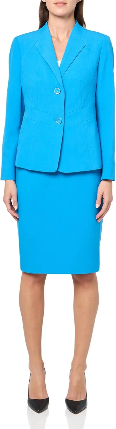 Women's Petite Two Button Blazer & Slim Skirt, 2pc Set