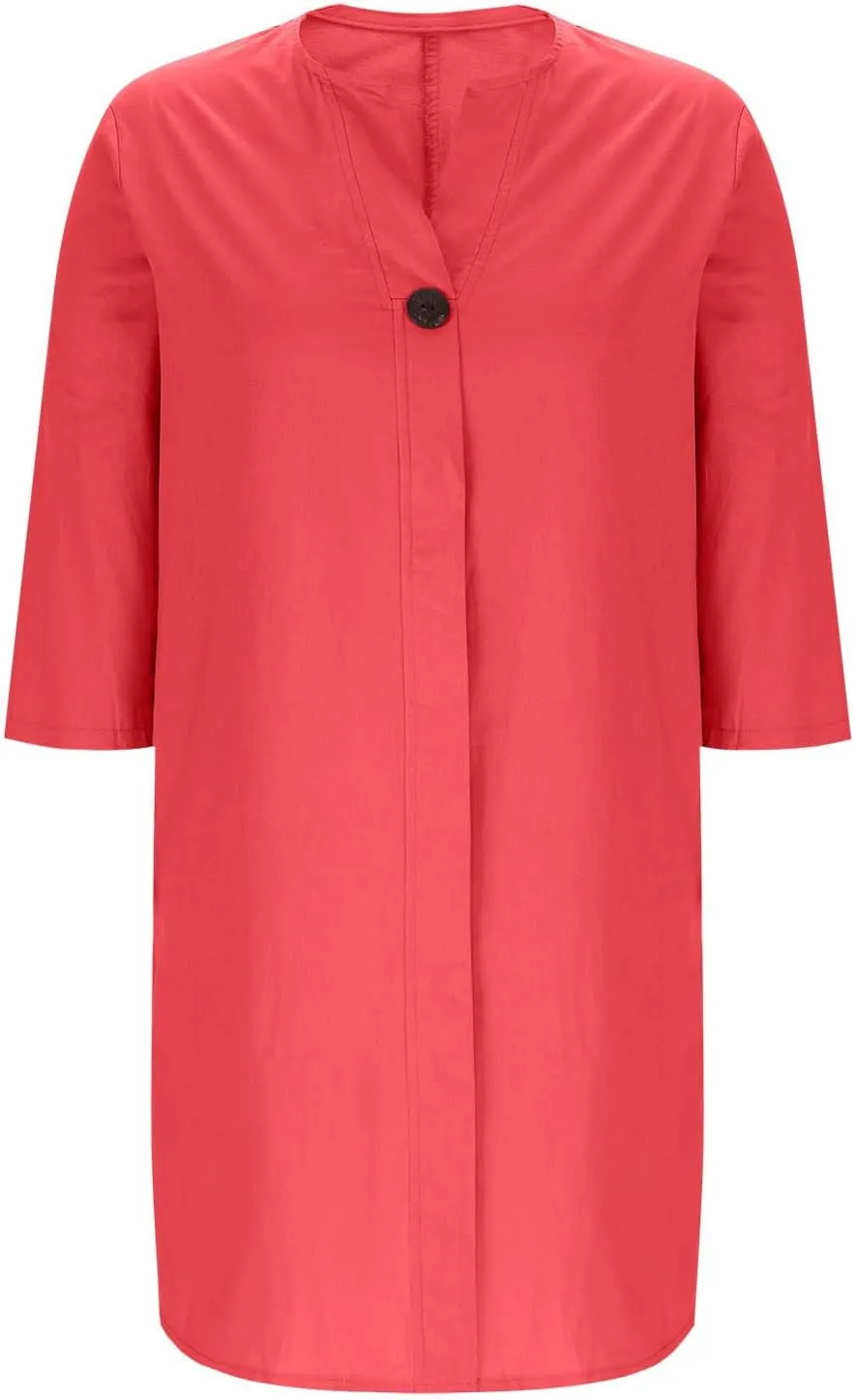 Womens Plus Size Linen Midi Dresses Summer Spring Long Sleeve Casual Button Elegant Formal Knee Length Dress