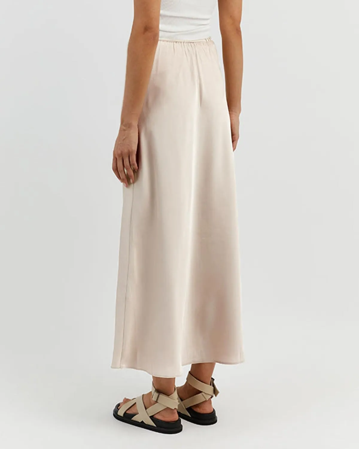 Women's Satin Maxi Skirts Drawstring High Waist Silk Elegant Flowy Casual A-Line Long Skirt for Women