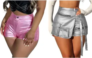 Women's Sexy High Waisted Club Faux Leather Shorts Fashion Disco Short Hot Pants Small