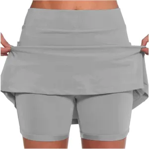 Womens Skorts with Pockets Tummy Control Plus Size Skorts High Waist Athletic Sports Pants Skirt Casual Shorts