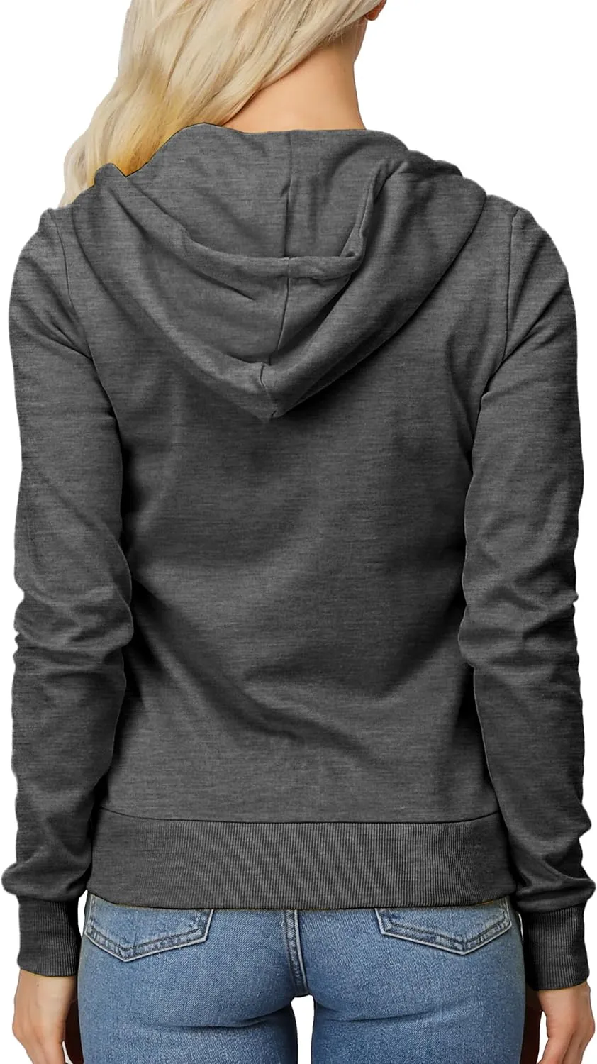 Women's Slim Fit Zip Up Hoodie Lightweight Long Sleeve Kangaroo Pocket Basic Casual wear