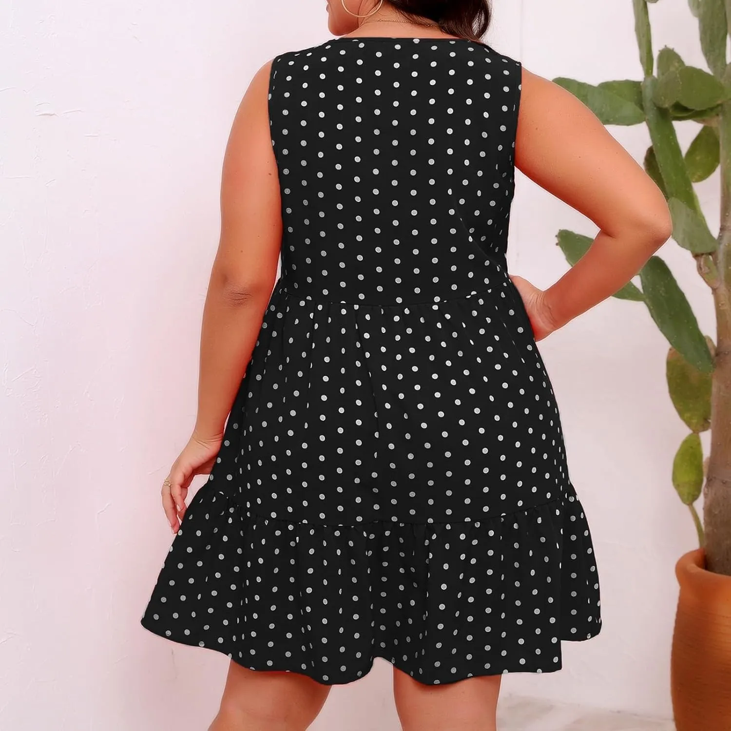 Women's Summer Dresses Plus Size Sleeveless Casual Sundresses Pleated Flowy Ruffle Midi Dress Boho Beach Dress
