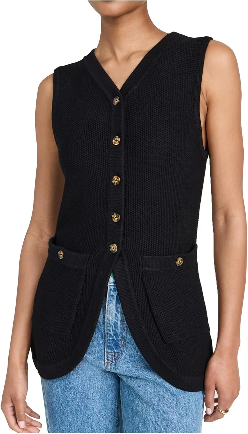 Women's Sweater Vest Sleeveless Cardigan V-neck Button Down Knit Sweater Tops 2025 Spring Summer Trendy Outfits