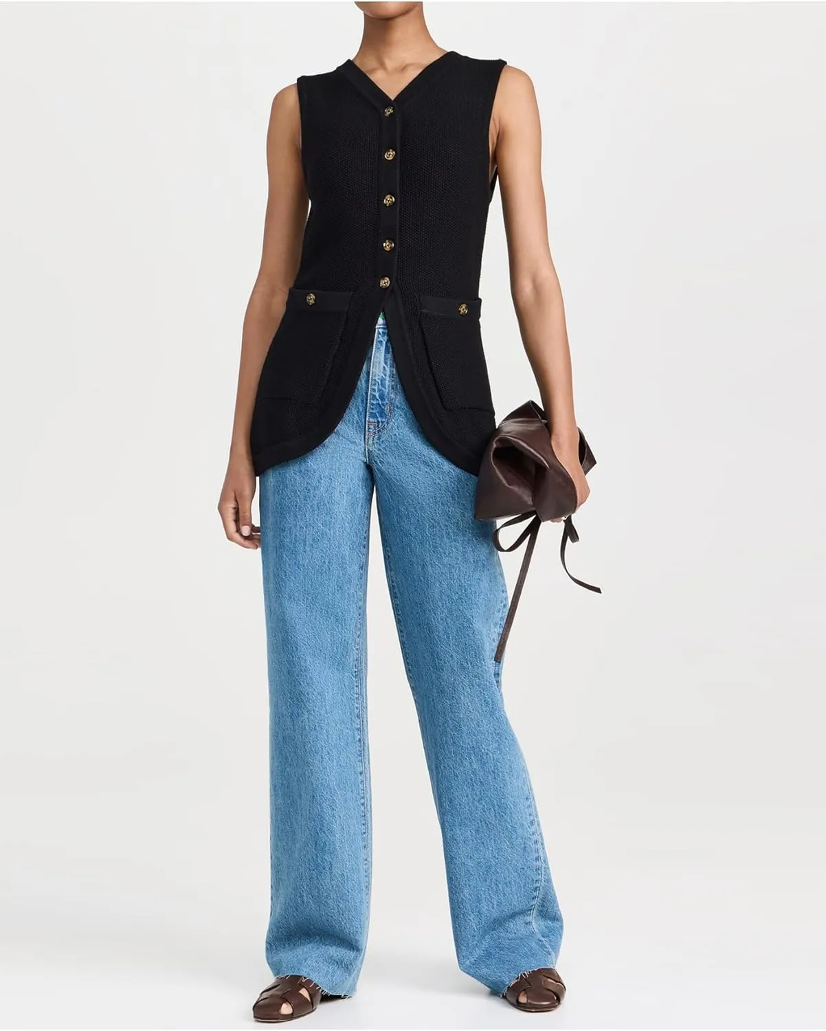 Women's Sweater Vest Sleeveless Cardigan V-neck Button Down Knit Sweater Tops 2025 Spring Summer Trendy Outfits