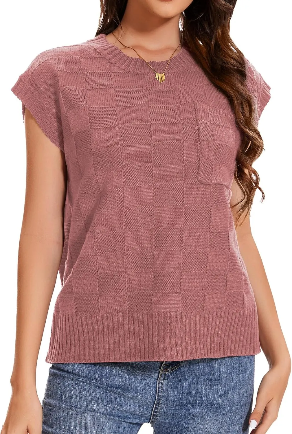 Womens Sweaters Sleeveless Summer Tank Tops Casual Knit Sweater Vest Crewneck Loose Fit Pullover 2025