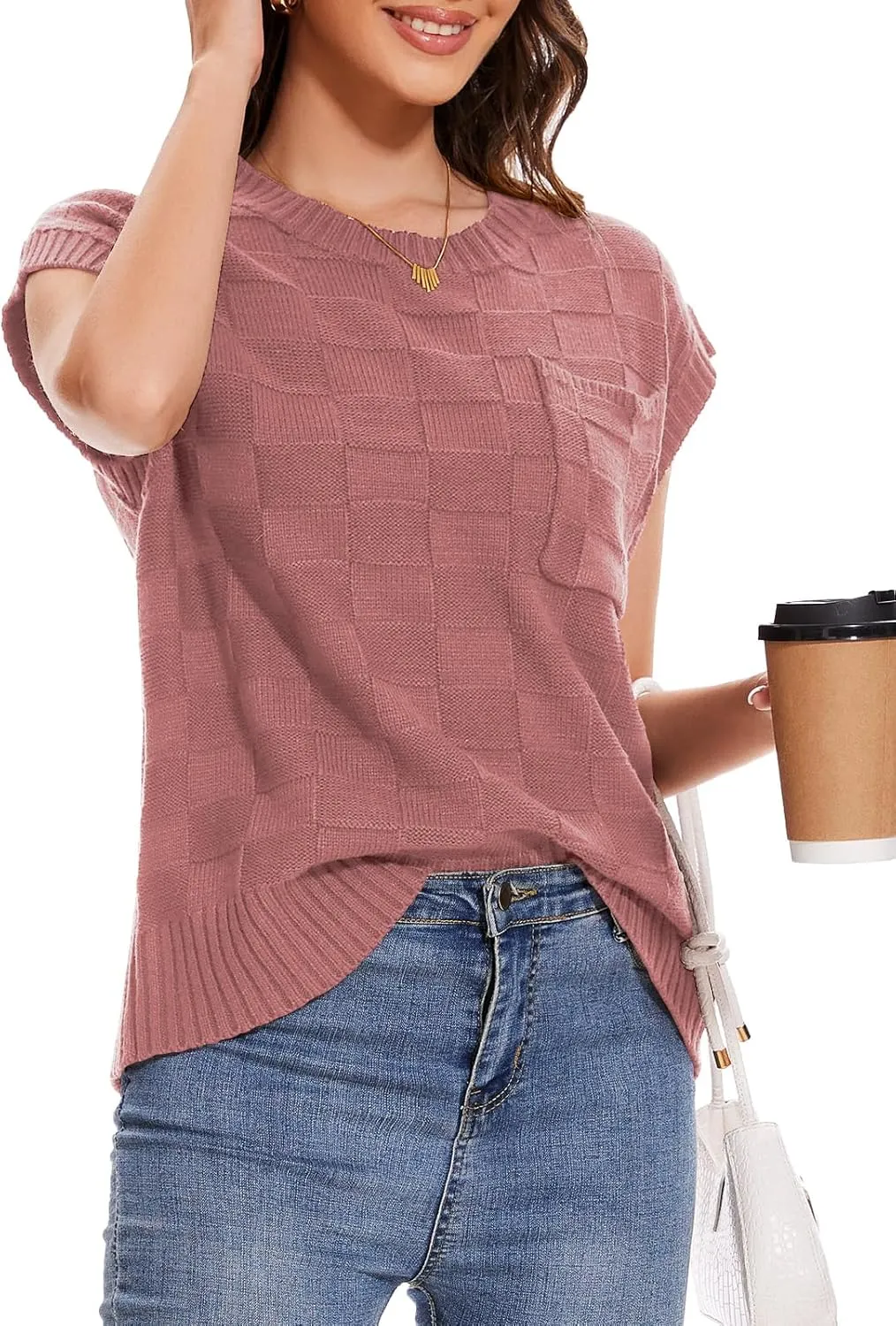 Womens Sweaters Sleeveless Summer Tank Tops Casual Knit Sweater Vest Crewneck Loose Fit Pullover 2025